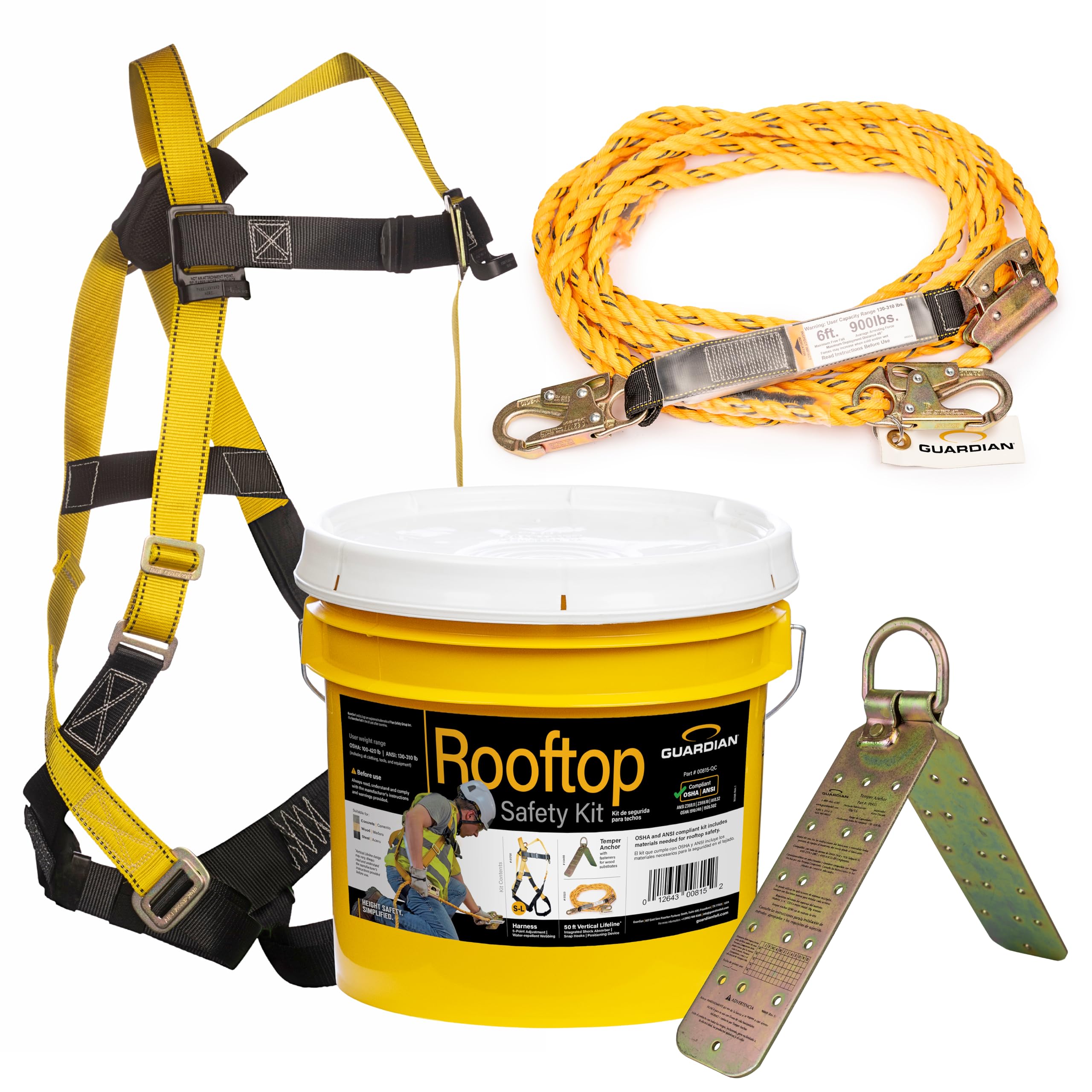 Guardian 00815 Rooftop Safety Kit - 50 ft Vertical Lifeline